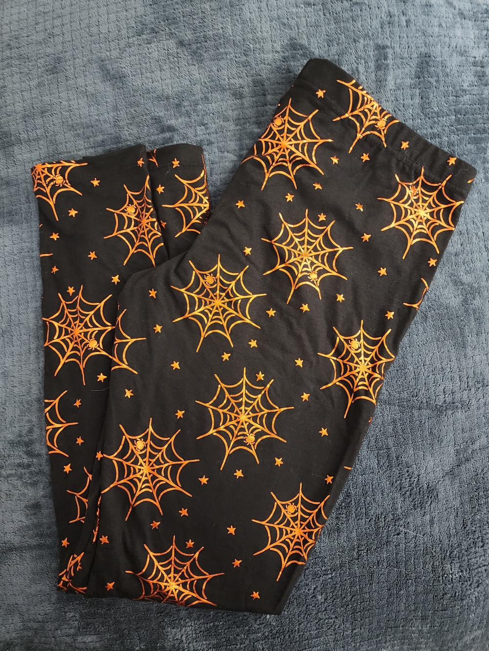Girls wonder nation Black Leggings with Orange Spiderweb Print